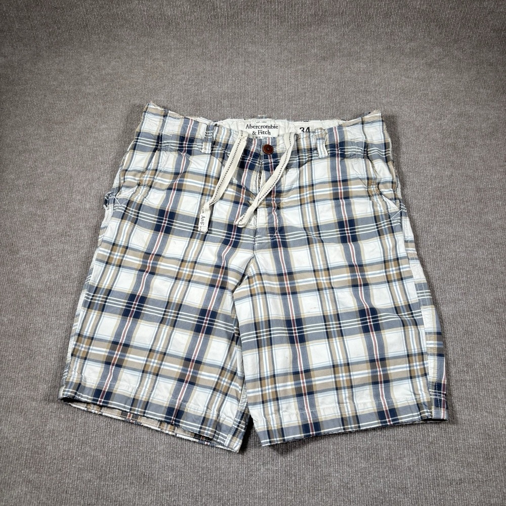 Vintage Abercrombie & Fitch Shorts 36 Plaid Baggy‎ Heavyweight Drawstring Y2K